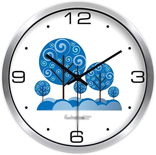 OH Mute väggklocka, väggklocka träd metallkarikatyr stor digitalklocka mönster klocka visare och svart är lätt att läsa klocka vardagsrum/C/35 cm