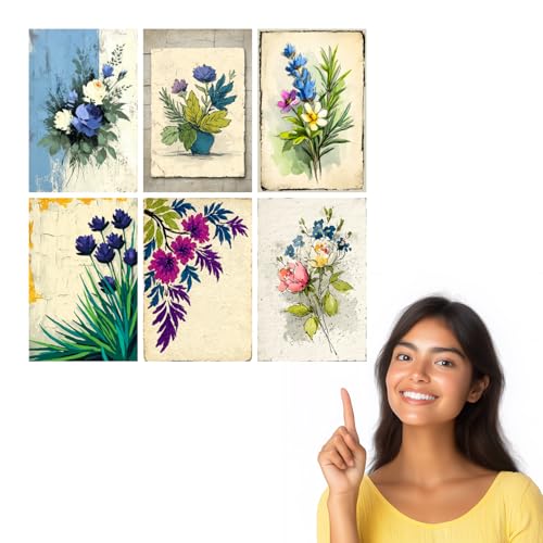 Image of SiddArtify Floral Wall Art Prints Set - Botanical Flower Poster Decor for Living Room Bedroom Office - 8x12 inch Board Pack of 6