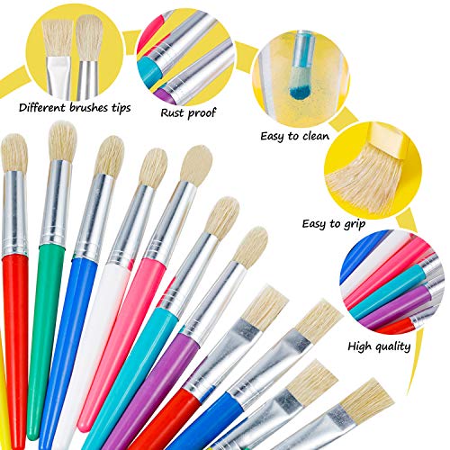 image for YGAOHF 24 Pcs Paint Brushes for Kids Bulk - Colorful Round and Flat Ki