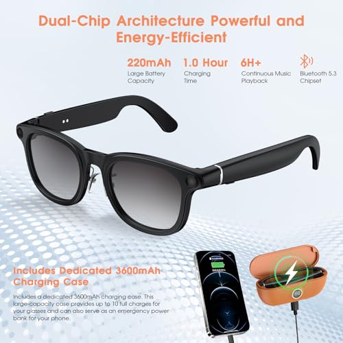 Image of 2026 AI Smart Glasses with Camera, 8MP Action Camera & 4K Video Recording Glasses with 3600mAh Charging Case, Photochromic Sunglasses, EIS Stabilization,Bluetooth Glasses for Men Women Cycling Working