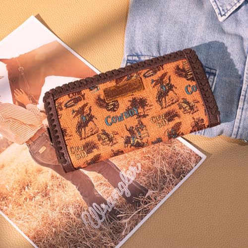 Image of Montana West X Warngler Brown Wallets for Women Western Cowboy Credit Card Wallets, Card Cases & Money Organizers Large Capacity Bifold Wallet Womens Female Ladies Clutch Wallet