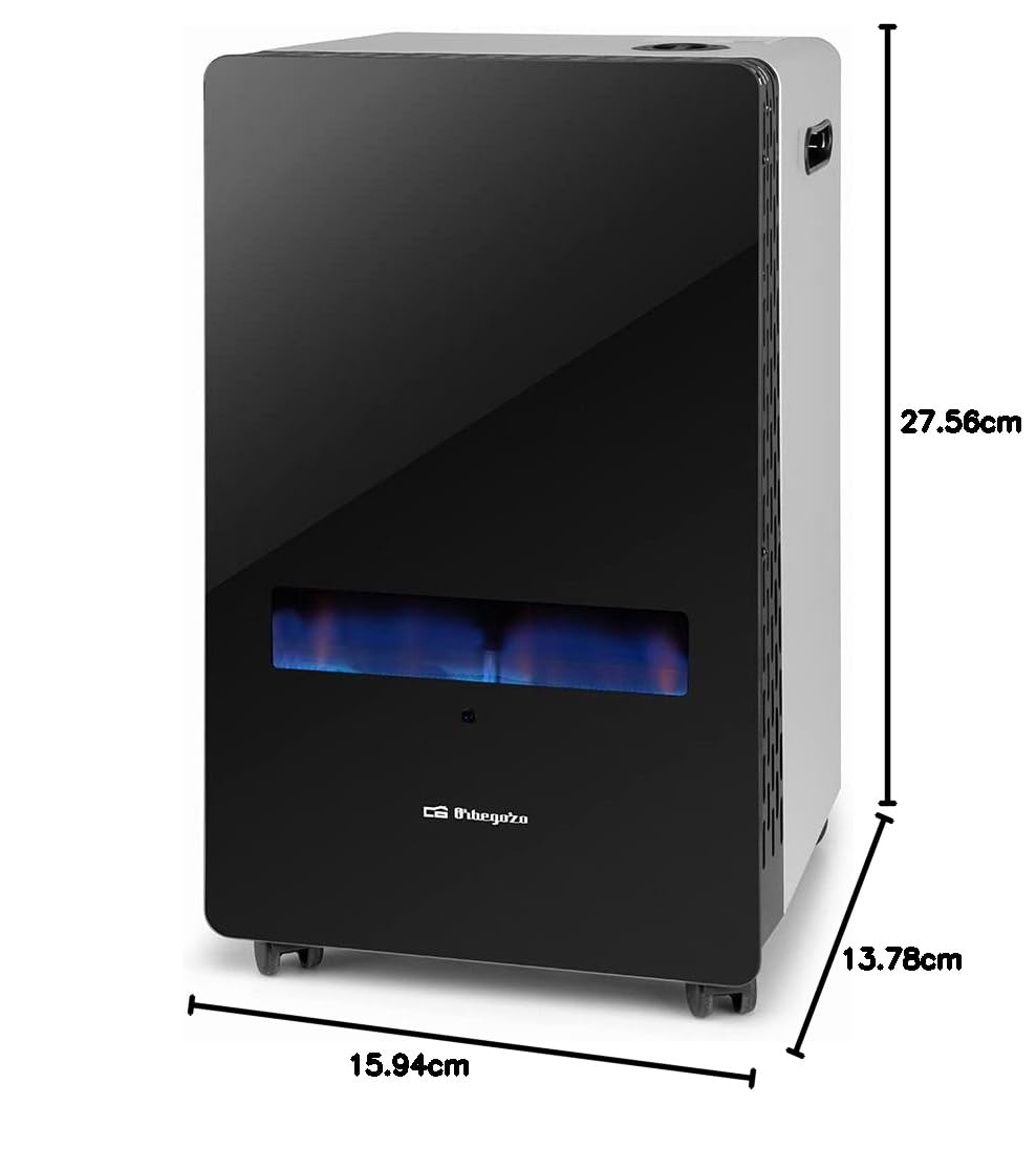 Orbegozo HBF 100, Estufa de gas butano, llama azul, 3800 kW, clase energética A, apta para gas butano y propano, triple sistema de seguridada, analizador atmosférico, color negro