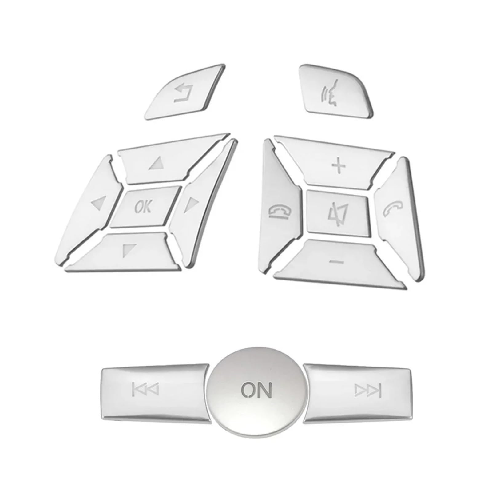 Interior Button Decals Compatible with Benz for GLA180 GLA200 GLA250 GLA45 2013-2015 Car Steering Wheel Button Multimedia Volume ON Switch Trim Cover Sticker(Silver)