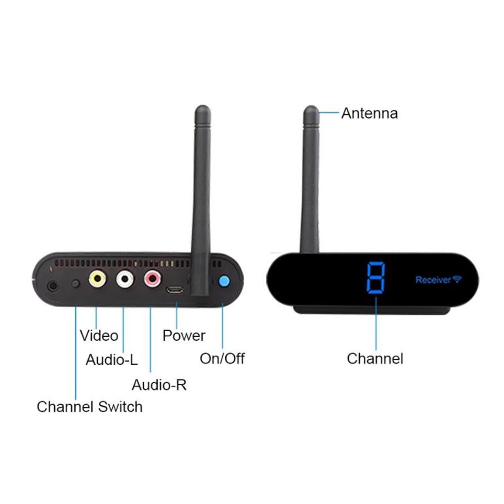 Vikye Bezprzewodowy Przedłużacz HDMI, 400 M / 1312,34 Stóp Zestaw Bezprzewodowego Nadajnika i Odbiornika HDMI, 8-kanałowy Adapter Audio do Telewizora Głośnik Zasilany z Komputera PC (wtyczka UE)