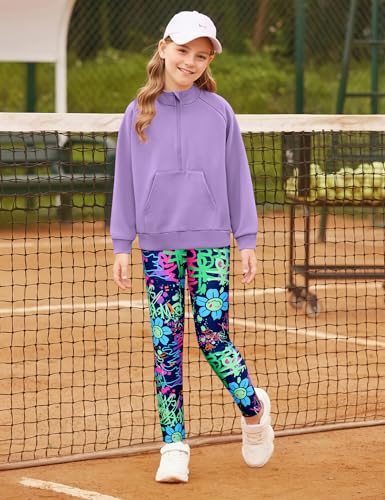 Image of Girls Clothes 2Pcs Outfit Set with Zip-up Top and Trendy Printed Pants Teen Girl Clothes 6-14Y