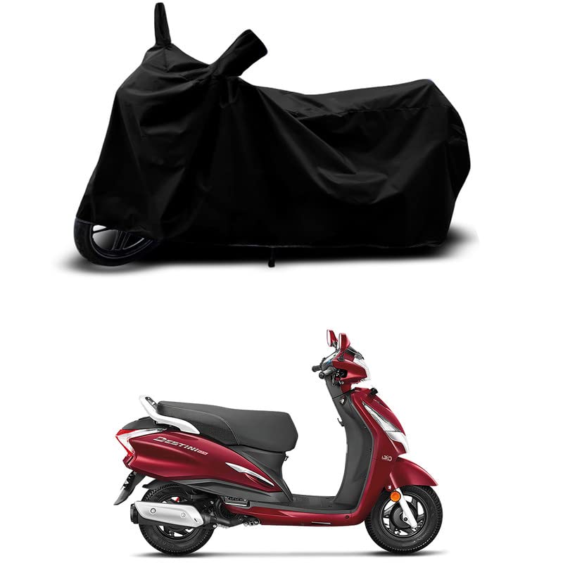 Image of 100% Scratchproof /UV-Rays /Heat Protection /Birds Dropping /Water Resistant /Dust Proof /Waterproof /Full Bike Scooty Two Wheeler Body Cover Compatible for Destini 125 STD All Varients[Black]