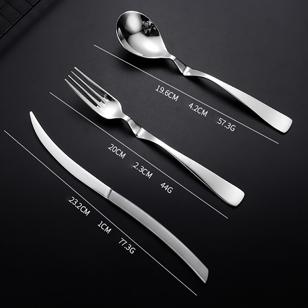 48-Piece Silverware Set Spoons and Forks Set Kitchen Utensils Set Flatware Set for 16 Stainless Steel Utensils Set, Mirror Effect Cutlery, Integral Molding, Dishwasher Safe for Picnic & Camping