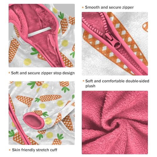 OTVEE Easter Checkered Carrots Kids Hoodie Jacket Fall Spring Full Zip Warm Outwear Coat3