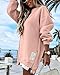 CHICME Womens Long Sleeve Sweatshirt Zipper Slit Sweatshirt Dress Casual Pullover Tops Fall Outfit Light Pink-S