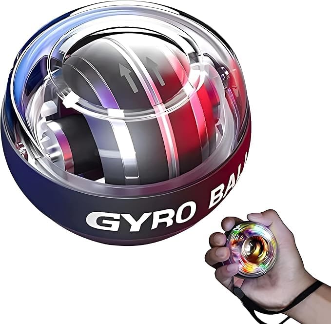 Gyro Ball Wrist Power Exerciser, Hand Forearm Strength Trainer with Colorful LED Light, Arm Muscle Enhancer for Finger and Bone Workout
