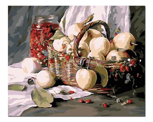 Peinture par numéros adultes poires pour décorer votre cuisine avec une toile de 40x50 cm