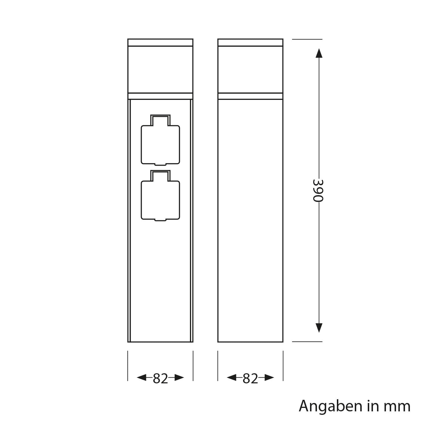 ledscom.de 2 Stück Wegelicht/Pollerleuchte PODEL für außen, IP44, Smart Home, WLAN, Alexa, 39 cm, anthrazit, 1x G9 max. 10W, 2 Steckdosen