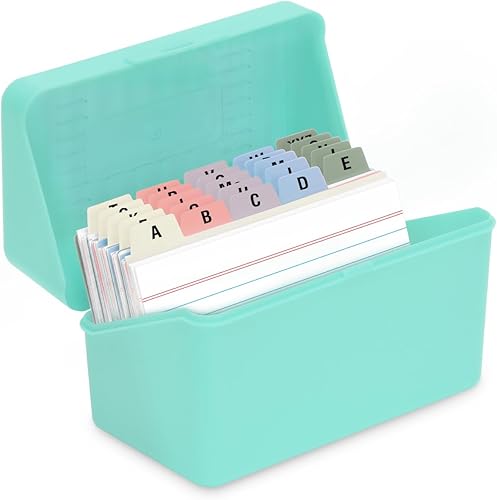 Miniatura 25 de H4D Tarjetero de índice de 3 x 5 con 100 tarjetas de índice a rayas pesadas y 25 divisores de plástico, verde lima
