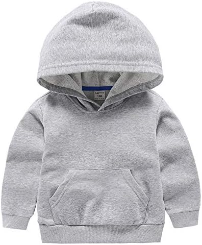 Ding-dong Baby Toddler Kid Boy Girl Solid Casual Pocket Hoodie Sweatershirt Pullover（Grey,2T）