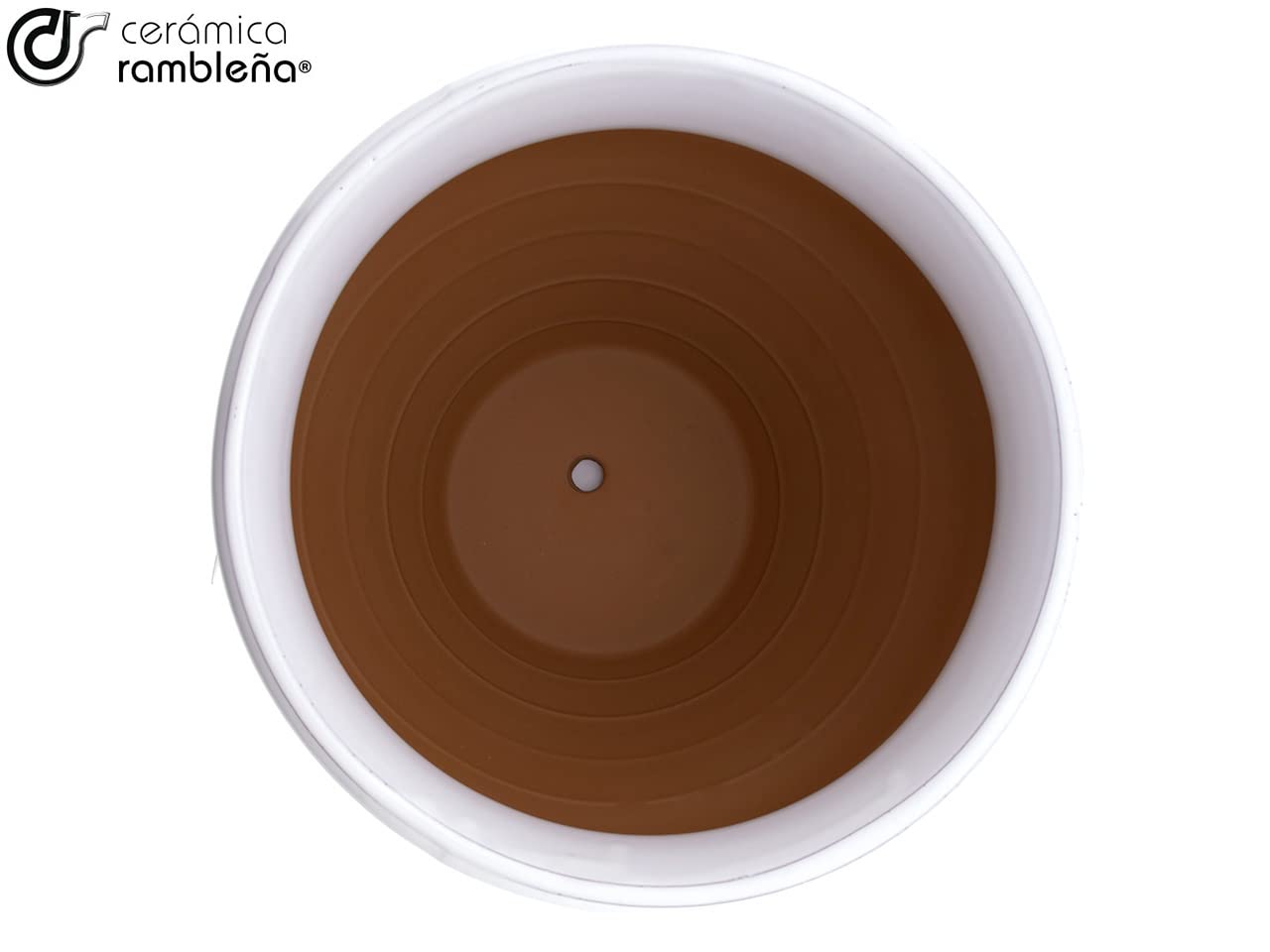 CERAMICA RAMBLENA | Vasi di terracotta rossa | Vasi decorative | Vasi in ceramica | Vasi da esterno | Vaso di cocco - Bianco - D130 | Decorazione 100% Fatto a Mano | 26x26x21 cm | Piatto Incluso