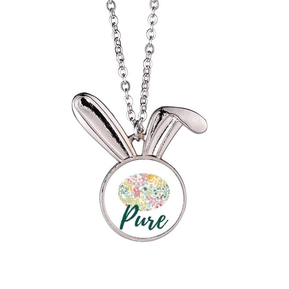 Collier lapin fleurs multicolores pendentif original chaîne ajustable