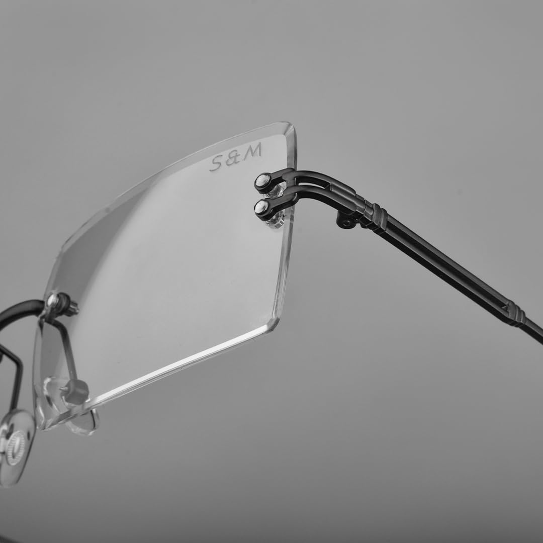 SAM AND MARSHALL HARPER Eyeglass I Light Weight Frames I Rectangle Shape I Sheet Metal Frames I Prescription Friendly I Men & Women - Image 4 thumbnail