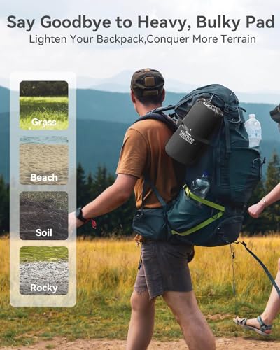 Image of Hikenture Double Sleeping Pad for Camping, Ultralight 4 inch Extra-Thick Camping Mattress 2 Person, Inflatable Backpacking Sleeping Mat, Hiking Air Mattress for Tent (Grey Footpump 79x47.5in)