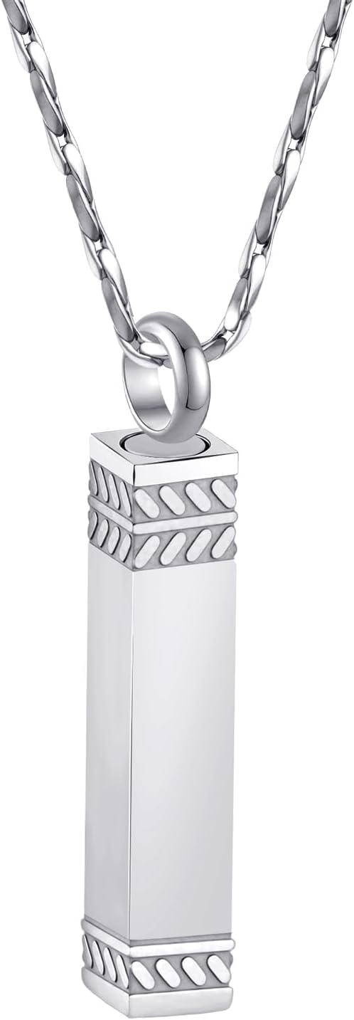 Urn Necklace for Men Women Cube Bar Cremation Jewelry for Ashes Keepsake Ashes Necklace Pendent with Keepsake Urn Memorial Ash Jewelry