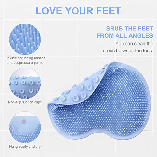 ACWOO Fußbürste Große, Fußwäscher Fuss Wäscher Bath Massage Pad mit Rutschfesten Saugnäpfen, Fußbad Fußmassagegerät Dusche Fußwaschmatte Foot massager für Pediküre, Fußpflege Entspannung(Blau) 2