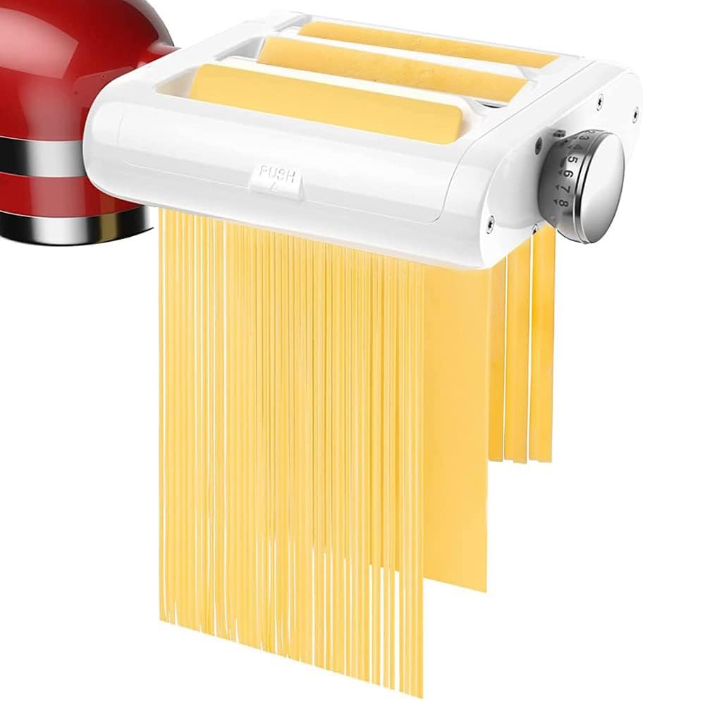 Pasta Maker Attachment for Kitchenaid/Cuisinart Stand Mixers, 3-in-1 Noodle Maker Pasta Roller Fettuccine Spaghetti Cutter and Cleaning Brush, Kitchen aid Accessories- Pasta Roller and Cutter Set