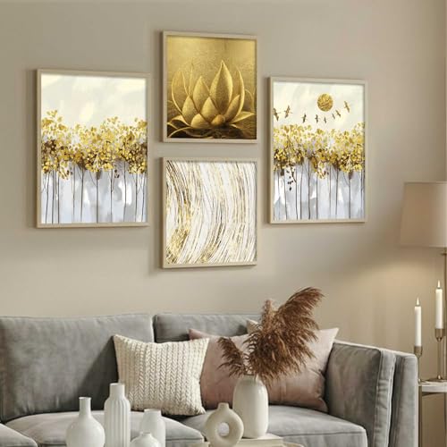 Image of kotart Aesthetic Modern Wall Decor Paintings with Frame for Home Decoration - Painting for Living Room Bedroom - Painting for Wall Decoration Set of 4 (Art 10, Big (13x17 or 13x13 inch))