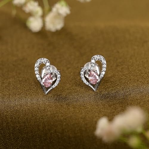 Image of CLARA 925 Sterling Silver Stud Earrings | Platinum Plated | Daily Wear |Gift for Women and Girls