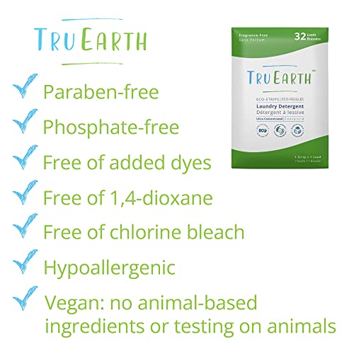 Tru Earth Hypoallergenic, Readily Biodegradable Laundry Detergent Sheets/Eco-Strips for Sensitive Skin, 32 Count (Up to 64 Loads) - Fragrance-Free #3