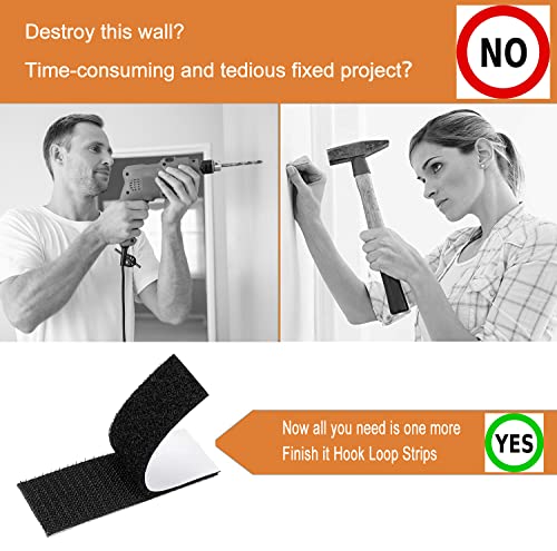 Heavy Duty Hook Loop Strips With Adhesive, 30 Pairs Strips With Double Sided Adhesive, Interlocking Tape Mounting Tape For Office Home (1 X 3.9 Inch ） #TOP2