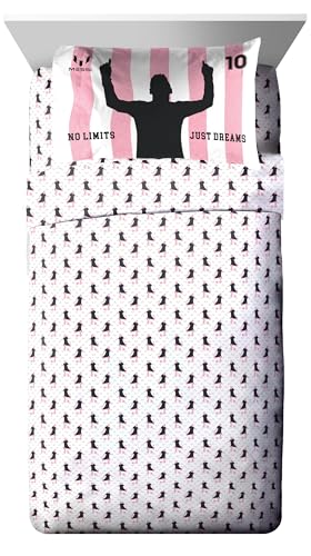 Image of Jay Franco Messi Twin Comforter Set 5 Piece Soft Kids Sports Bedding, Pink