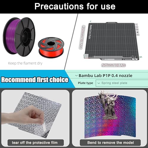 Image of Double Sided Textured PEO PEK Build Plate for Bambu Lab X1 /X1C /X1E /P1P /P1S /A1, Flexible Diamond PEO+Kaleidoscope PEK Spring Steel Plate 257x257mm for Bambu 3D Printers