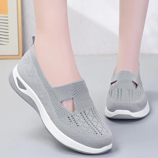 Hallux Valgus Chaussures Orthopédiques Pour Femme Largeur H Doux Chaussures Orthopédiques Pour Femme Respirantes Tissées Chaussures De Marche à Enfiler En Mousse Soutien De La Voûte Plantaire Mains