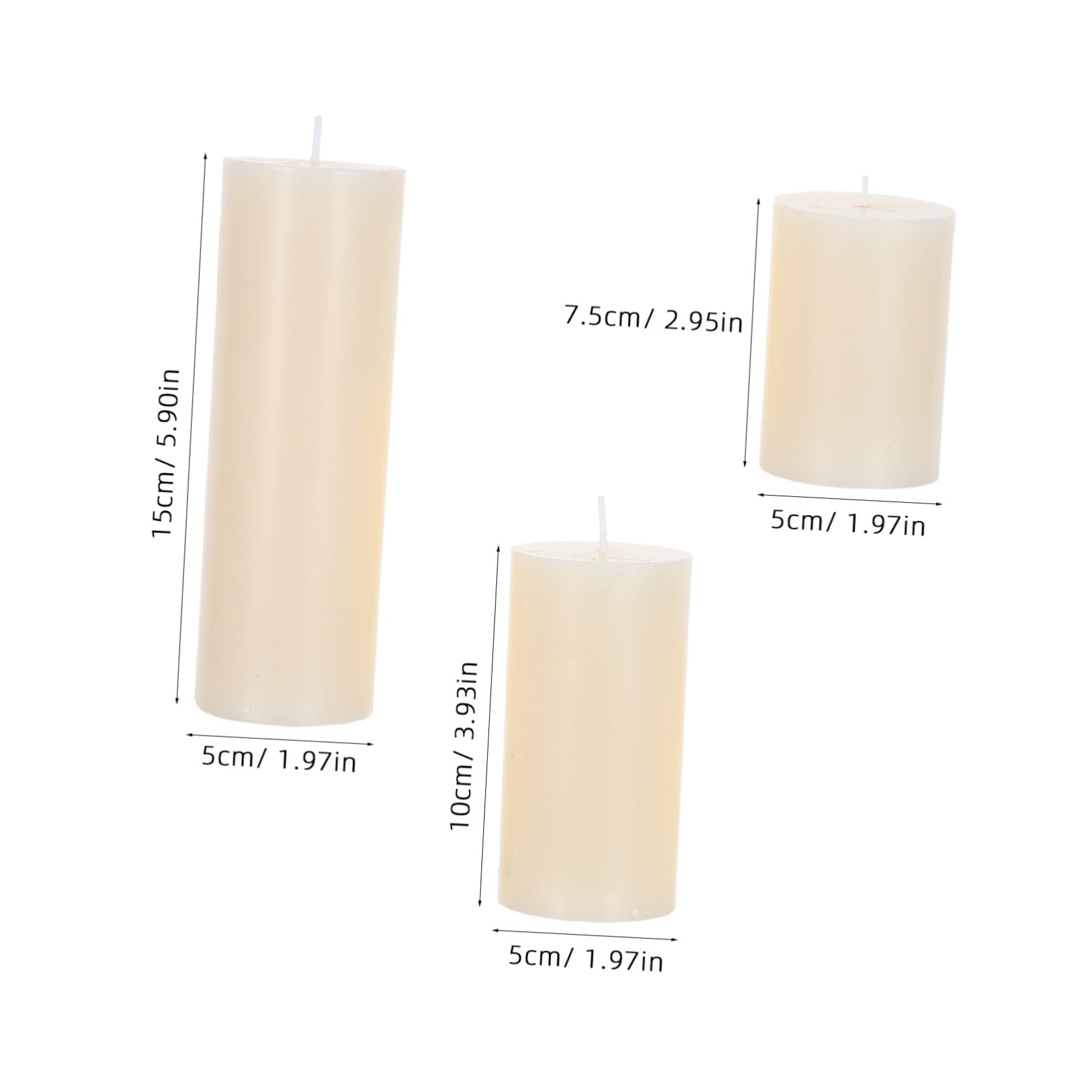6 Pezzi Candele a Colonna Avorio Cilindriche senza Profumo