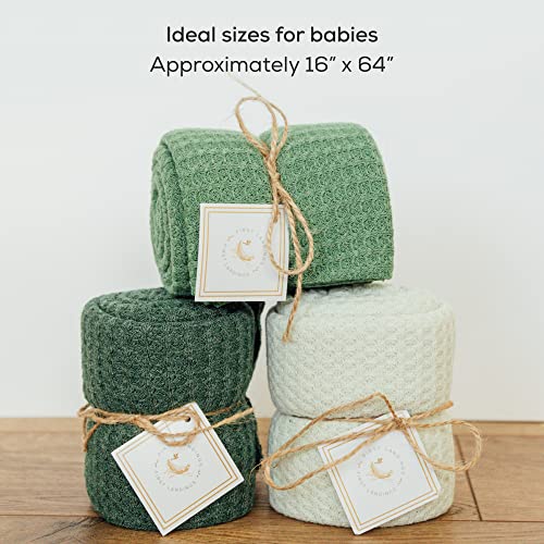 Image of First Landings Newborn Photography Wraps - Gender Neutral Baby Essentials - Soft Knit Receiving Blankets - Newborn Photo Props - Green, 16 inch x 64 inch (3-Pack)