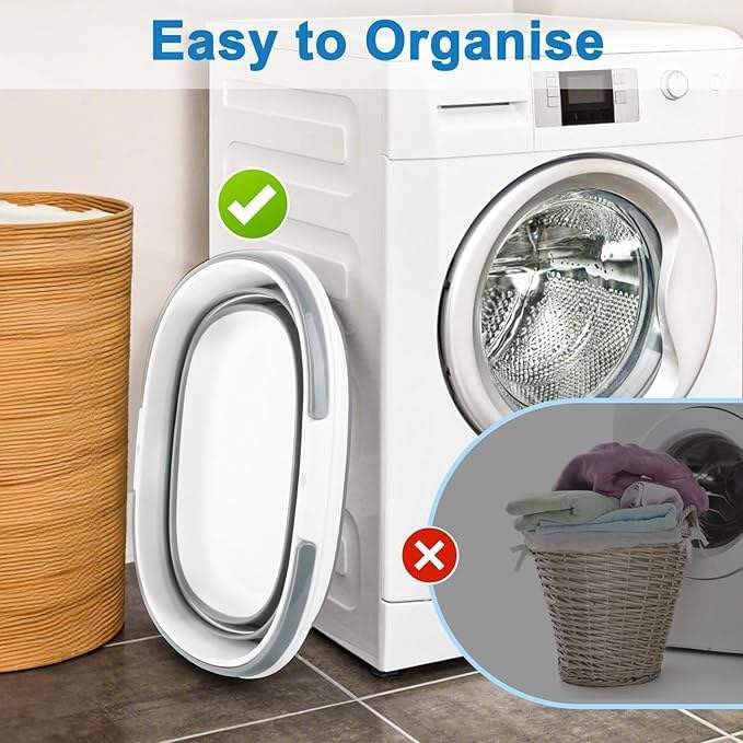 Seau à franges pliable de 16 l idéal pour le camping et le rangement extérieur