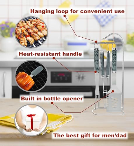 ROMANTICIST-20pc-Heavy-Duty-BBQ-Grill-Tool-Set-in-Case-The-Very-Best-Grill-Gift-for-Fathers-Day-and-Christmas-Professional-BBQ-Accessories-Set-for-Outdoor-Cooking-Camping-Grilling-Smoking-Grey