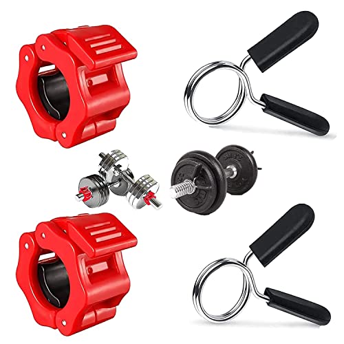 MARSEE Hantelverschlüsse 30mm & Hantelstange Klemmen 28mm, Kurzhanteln Langhantelstange rutschfest, Hantel Klemmen Schnell Lösbare, 4 Stück für Krafttraining Sportgeräte Zuhause Fitnessstudio Cover