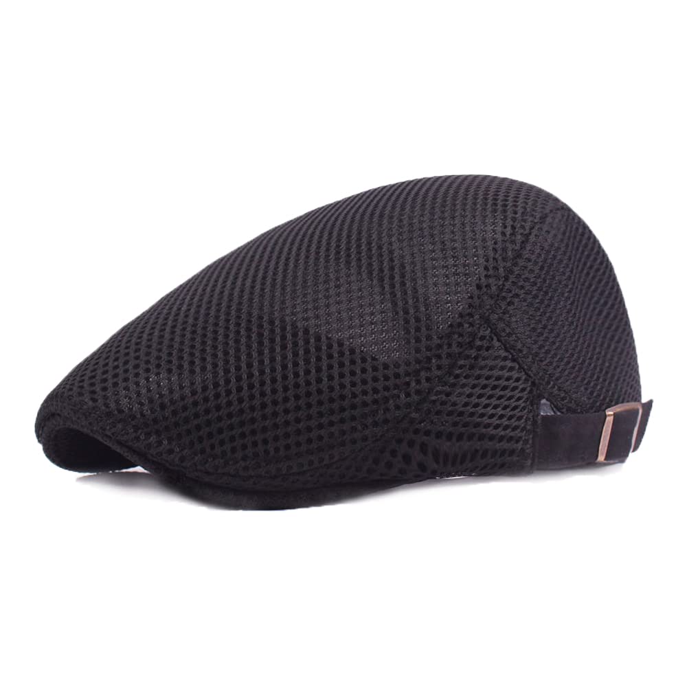 YAMEE Boinas Hombre Gorros Transpirables De Malla,Gorras de Hombre Planas Verano Clásico,Sombrero Hombre de Verano,Gorra de Vendedor de periódicos Casual(Circunferencia de la Cabeza 56-60cm)