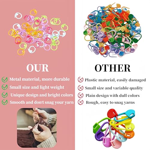 Image of Wonafa 50 Pcs Helical-Shaped Crochet Markers Ring,Boxed Crochet Rings,Multicolor Metal Stitch Markers Knitting Stitch Markers for Sewing Knitting DIY and Handmade Crafts (Spiral-50Pcs)