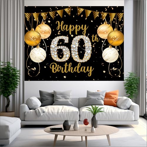 Image of 60th Birthday Backdrop 5x4 Ft | Backdrops for Decoration | Birthday Decoration Backdrop | Banner for Kids Theme Party