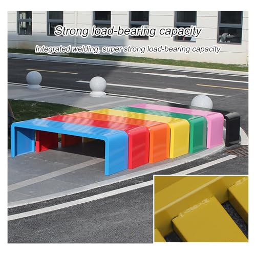 Banco de jardín de Hierro sin Respaldo, Resistente a la Intemperie, de 99 cm (39,4 Pulgadas), Asiento Exterior Colorido para Parques y porches, Ideal para áreas de Juego Infantiles y Jardine
