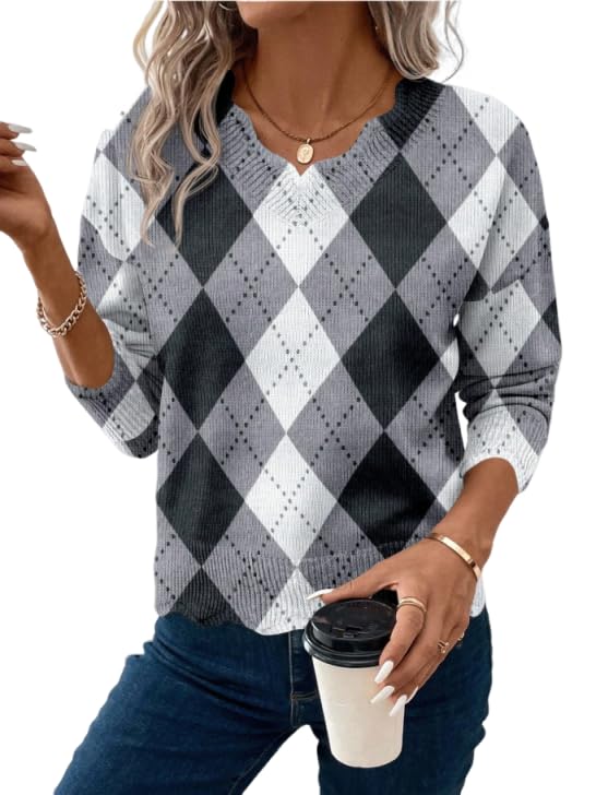 ZAFUL Sweater for Women Long Sleeve V Neck Casual Lightweight Knit Pullover Sweater Dressy Casual Tops