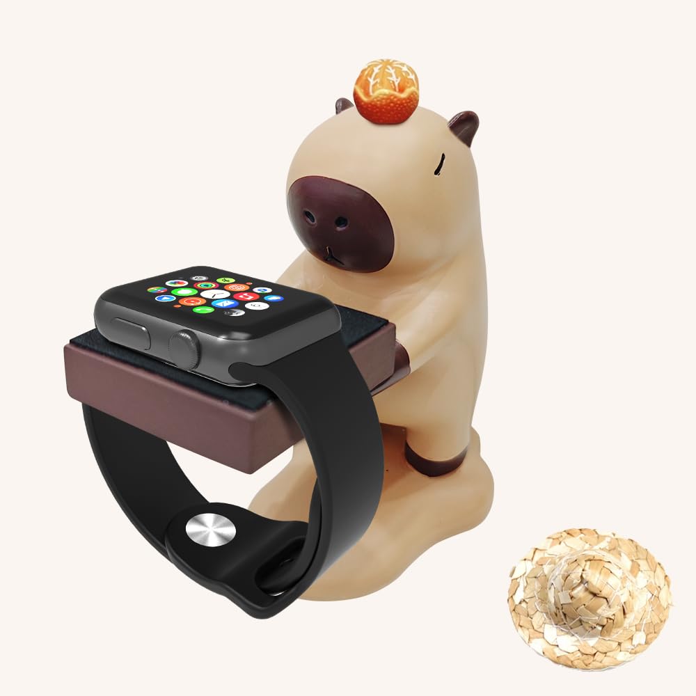 For Apple Watch Charger Stand,Charger Stand Compatible with Apple Watch Series Ultra2/Ultra/10/9/8/SE2/7/6/SE/5/4/3/2/1(49/46/45/44/42/41/40/38mm)Cute Capybara iWatch Charging Dock,Supports Nightstand