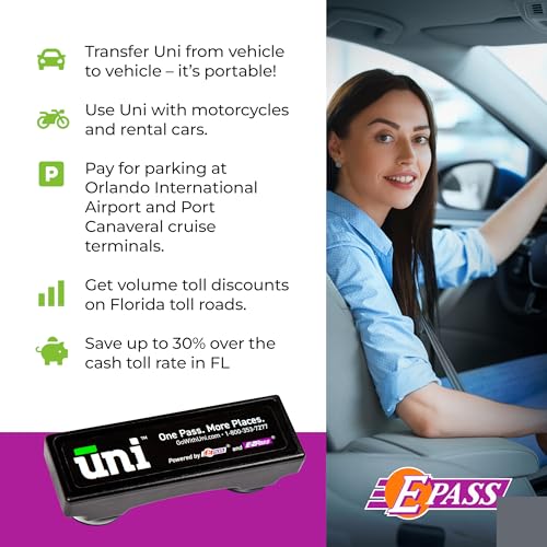 image for E-PASS Uni Prepaid Portable Toll Pass Works in 19 States Including FL,