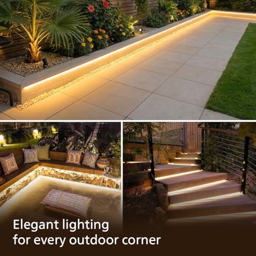 Image of PHILIPS FlexiShine LED Strip Light 5M | 8 Watt per Meter | 120 LEDs /m | IP65 Waterproof LED Rope Light for Outdoor Balcony Garden Pathway Lighting | Flexible Decorative Lighting | Warm White Pack of 4