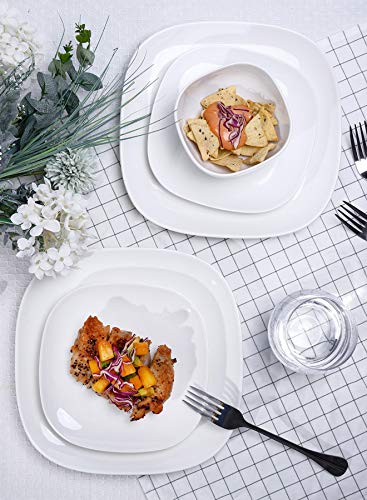 Sweese White Dinner Plates - 10 Inch Porcelain Square Plates For Pasta, Salad - Large Plate Set Of 6 - Microwave & Dishwasher Safe No.152.001 #TOP3
