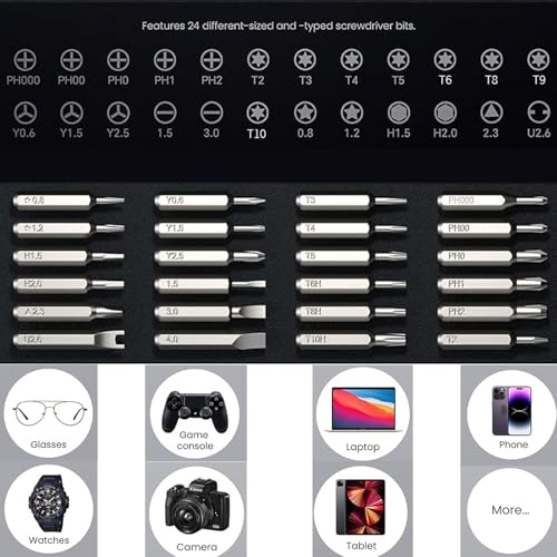 Image of Card Holder 25-IN-1 Precision Small Screwdriver Set, Professional Mini Bit Tool Set for Glasses, Watch, Ring Doorbell, Electronic，Computer，high-strength steel Screw Driver，Magnetic，Gift for Mens