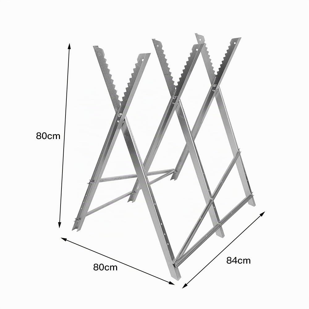 Chevalet de Sciage avec 3/4 Supports de Bois Dentelés PliableChevalet de sciage, Pliable, Charge maximale 150 kg, Acier, pour Couper Le Bois, argenté (84 * 80 * 80cm (trois colonnes))