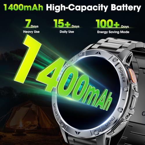Military Smart Watch for Men, 1.7" Smartwatch with Flashlight & SOS Light - image 2