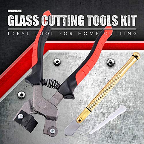 Swpeet 3Pcs Glass Cutting Tools Kit, Including Pro-Grade Tile Glass Cutting Pliers And 3Mm-18Mm Glass Cutter Handle Pencil Style Oil Feed Carbide Tip Glass Cutter Cutting Tools For Mosaic, Tiles #TOP4